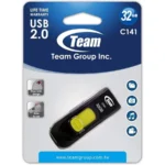 Memoria USB TEAMGROUP C141 / 32GB / USB 2.0 / Deslizante Sin Tapa / Negro-Amarillo