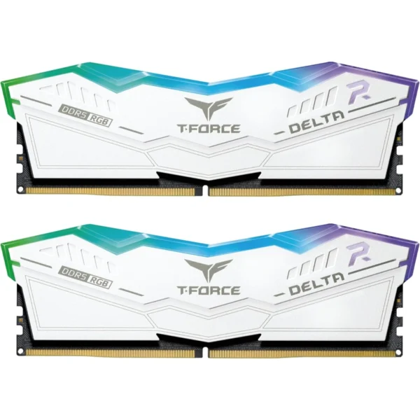 Kit De Memoria RAM TEAMGROUP T-FORCE DELTA RGB / 32GB (2x16GB) / DDR5 7800MHz / CL38 / 1.4V / XMP / Blanco - Image 1