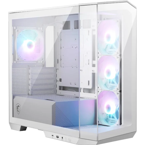 Gabinete MAG PANO M100R PZ / Micro-ATX / 4 Ventiladores Incluidos ARGB / Cristal Templado 270° / USB 3.2, USB-C, 3.5 mm / Blanco - Image 1