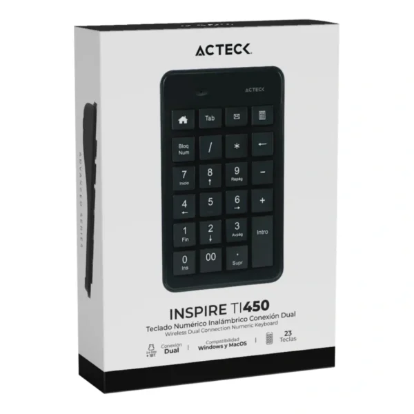 Teclado Numérico ACTECK INSPIRE TI450 / Inalámbrico / Indicador LED / USB / Membrana / 23 Teclas / Negro - Image 4