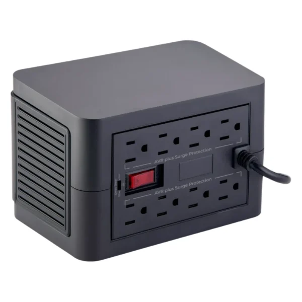 Regulador Acteck RV800 / 400W / 800VA / Entrada 148V, Salida 132V / 8 Contactos / Contra Sobre Tensiones / Color Negro - Image 1