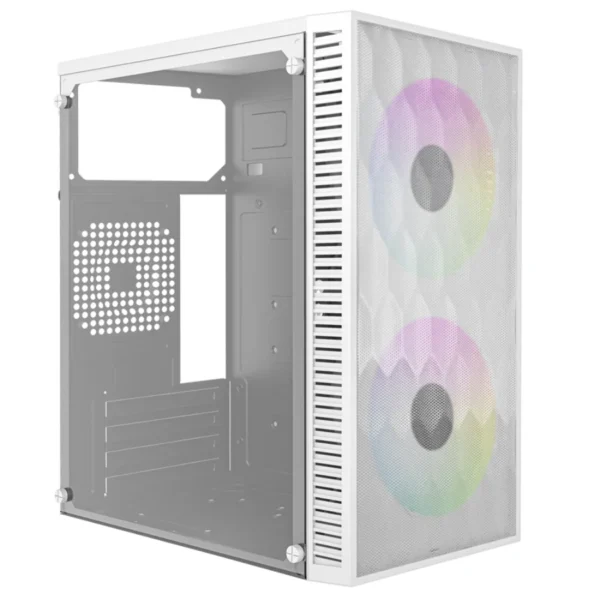 Gabinete ACTECK FUJI GC470 / Micro-ATX / Incluye Fuente ATX 500W / Cristal Templado / Incluye 2 Ventiladores RGB / USB 3.0, 2.0 / Blanco - Image 1