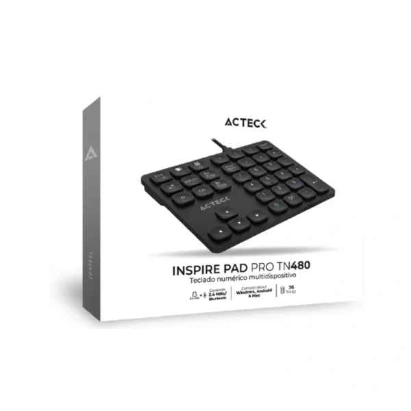 Teclado Numérico ACTECK INSPIRE PAD PRO TN480 / Inalámbrico / Receptor USB / Membrana / 36 Teclas / Negro - Image 5