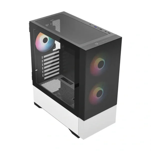 Gabinete Gamer BALAM RUSH Nitrox Aircool 5500 ABW / ATX / Cristal Templado / Incluye 3 Ventiladores ARGB / USB 3.0, USB 2.0, USB Tipo-C / Negro-Blanco - Image 2