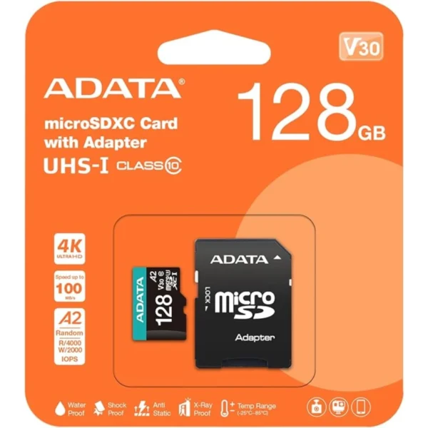 Memoria Micro SDXC ADATA Premier Pro / 128GB / Lectura 100 MB/s / UHS-I, Clase 10 / Con Adaptador - Image 1