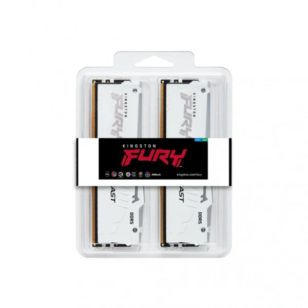 Kit De Memoria Ram KINGSTON FURY BEAST RGB / 2x16GB 32GB / DDR5 5600MHz / CL40 / 1.25V / ECC / XMP / Blanco - Image 3