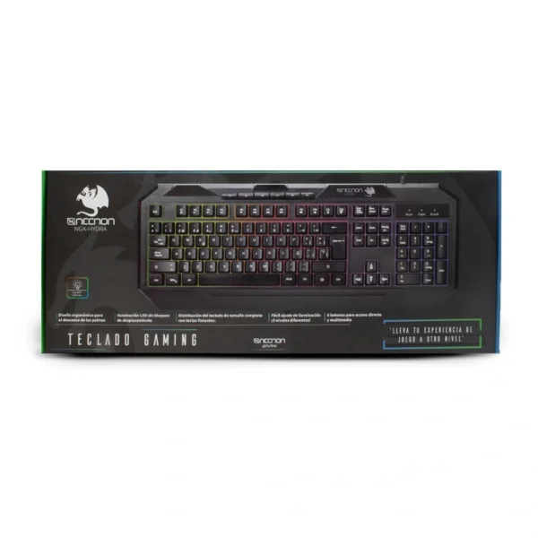 Teclado Gamer NECNON NGK-HYDRA RGB / Membrana / Alámbrico / USB 2.0 / 110 Botones / Cable 1.5 M / Español / Negro - Image 4