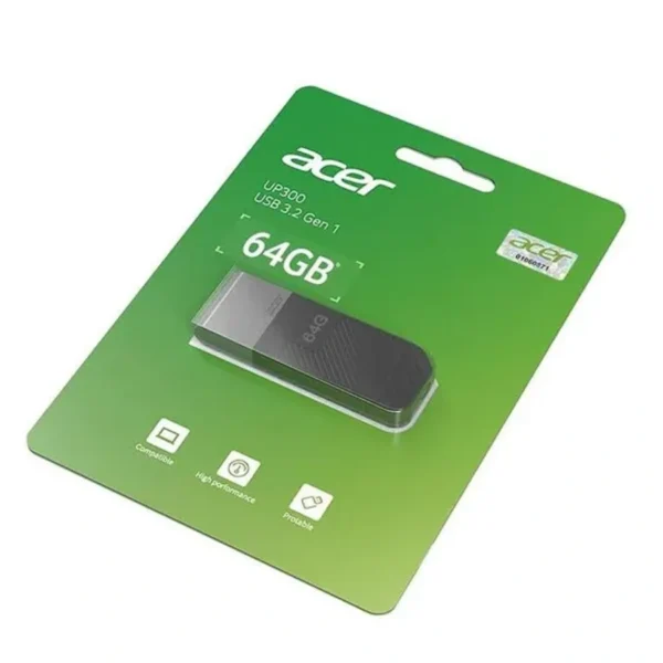 Memoria USB ACER UP300 / 64GB / USB 3.2 Gen 1 / Con Tapa / Negro - Image 1