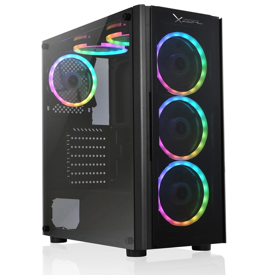 XZ110-101 Gabinete Gaming XZEAL XZ110-1 / ATX / Cristal Templado / Incluye 3 Ventiladores RGB / USB 3.0, USB 2.0 / Negro - Image 1