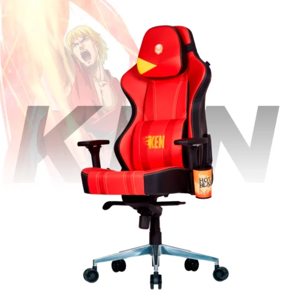 Silla Gamer COOLER MASTER GAMING CALIBER X2 Edición Especial STREET FIGHTER 6 KEN / Reposacabezas Espuma Viscoelástica / Ajuste De Altura / Apoya Brazos 4D / Soporte Lumbar / Pistón Clase 4 / Rojo-Negro-Amarillo - Image 1