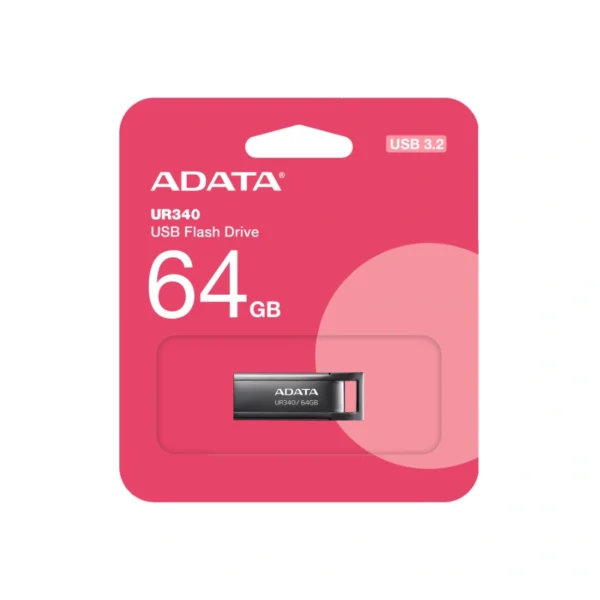 Memoria USB ADATA ROYAL UR340 / 64GB / USB 3.2 Gen 1 / Sin Tapa / Negro - Image 1