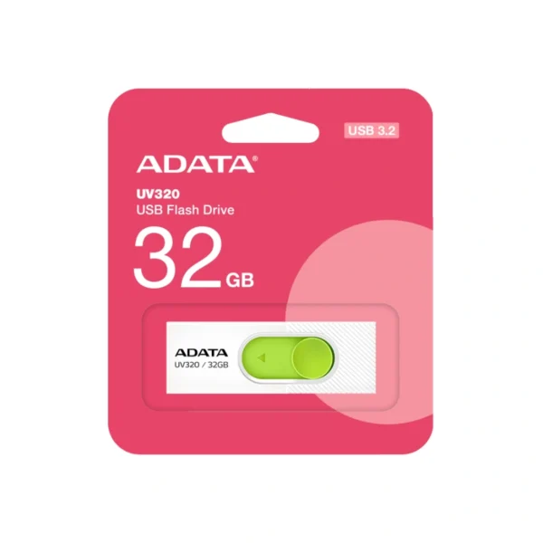 Memoria USB ADATA UV320 / 32GB / USB 3.2 Gen 1 / Deslizante / Blanco Con Verde - Image 1