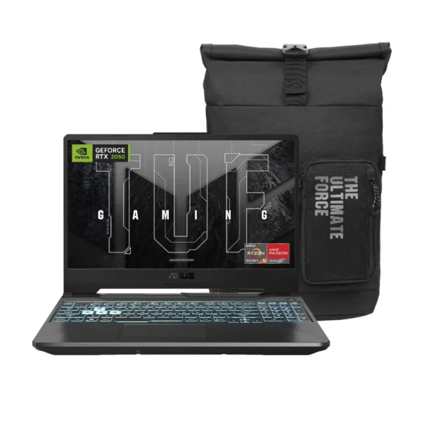 Laptop Gamer ASUS TUF GAMING A15 / 15.6" FHD / 144Hz / AMD Ryzen 5 7535HS / 8GB RAM DDR5-5600MHz (Expandible Max 32GB) / 512GB SSD NVMe / NVIDIA GeForce RTX 2050 GDDR6 4GB / Teclado Retroiluminado RGB / Windows 11 Home / Incluye Mochila / Color Negro - Image 1