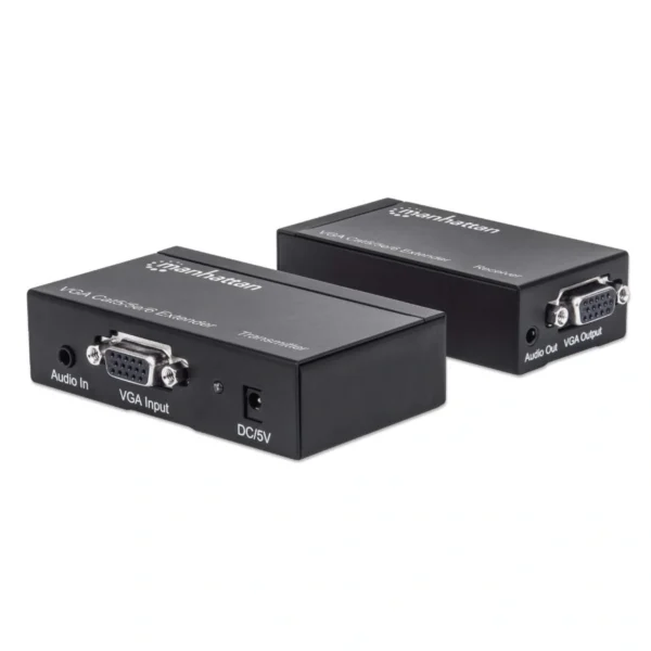 Extensor De Video MANHATTAN 177344 / VGA-VGA / 1080p / Audio / CAT5/CAT5e/CAT6 / Hasta 300 Metros / Negro - Image 1