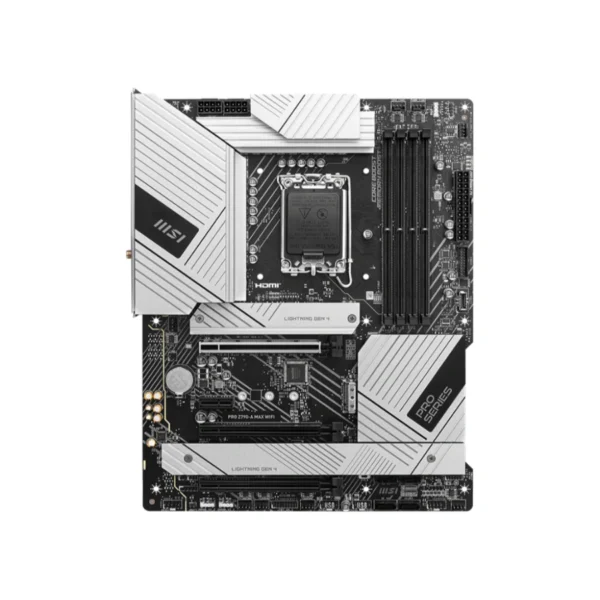 Tarjeta Madre MSI PRO Z790-A MAX WIFI / ATX / LGA1700 / 256GB X4 DDR5 7800Mhz, XMP / X6 SATA / X4 M.2 PCIe 4.0 x4 / X1 HDMI, X1 DisplayPort, X4 USB-A 3.2, X1 USB-2.0, X1 USB-C, X1 RJ45, X5 3.5MM / Wi-Fi 7 / Flash BIOS / Blanco - Image 2