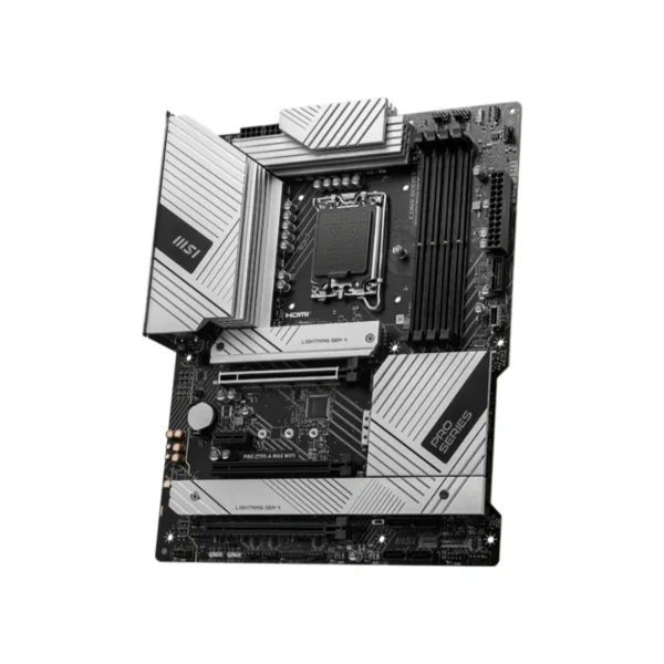 Tarjeta Madre MSI PRO Z790-A MAX WIFI / ATX / LGA1700 / 256GB X4 DDR5 7800Mhz, XMP / X6 SATA / X4 M.2 PCIe 4.0 x4 / X1 HDMI, X1 DisplayPort, X4 USB-A 3.2, X1 USB-2.0, X1 USB-C, X1 RJ45, X5 3.5MM / Wi-Fi 7 / Flash BIOS / Blanco - Image 4