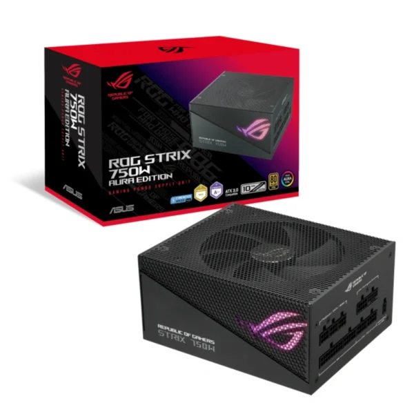 Fuente De Poder ASUS ROG STRIX AURA 750W GOLD AURA EDITION / 750W / 80 Plus Gold / Full Modular / ATX 24 Pin / Cpu 4+4 / Pci-E 16 / Sata / Molex / Compatible Con Asus Aura Sync / Negro - Image 1