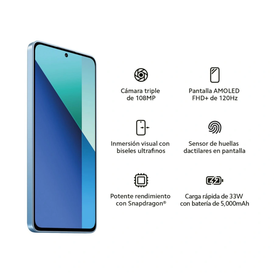 2437533-3 Smartphone XIAOMI REDMI NOTE 13 / Snapdragon 685 / 6.67" / 8GB RAM / 256GB Almacenamiento / Cámara 108MP+8MP+2MP/16MP / MIUI 14 / Bluetooth 5.1 / Azul - Imagen 1
