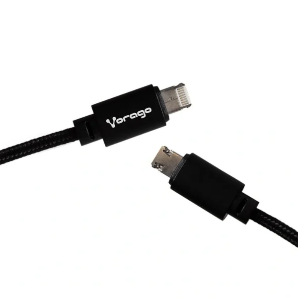 Kit De Movilidad VORAGO MK-300 / Cargador Para Auto / Cargador De AC / Cable Hibrido 2 En 1 / Trenzado / 1 M Largo / Soporte Magnético Para Celular / X2 Placa Metálica Para Celular / Negro - Image 3