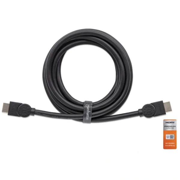 Cable HDMI MANHATTAN 355346 / De Alta Velocidad / 4K A 60Hz / Macho A Macho / Blindado / 1.8M / Color Negro - Image 3
