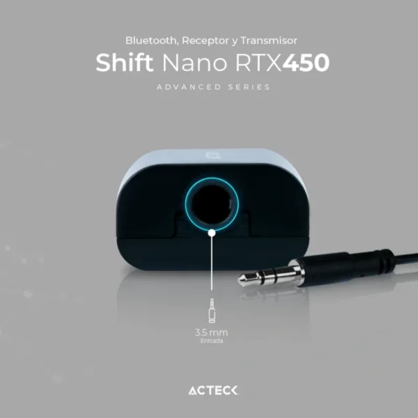 Cable Convertidor ACTECK SHIFT NANO RTX450 / USB-A 2.0 A 3.5MM, Bluetooth / Portátil / Negro - Image 2