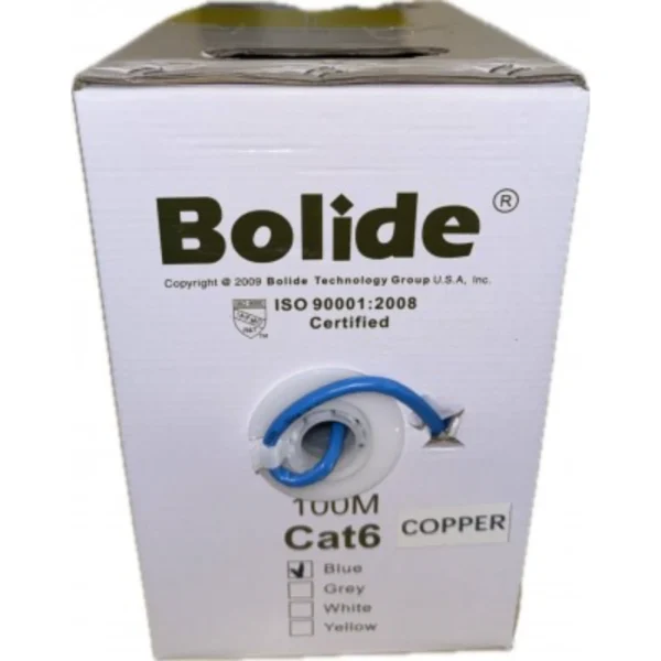 Bobina De Cable UTP BOLIDE BP0033 / CCAM / CAT 6 / Uso Exterior/Interior, Para Redes Y Video / 23 AWG / Cubierta De PVC / 100Mts / Color Azul - Image 1