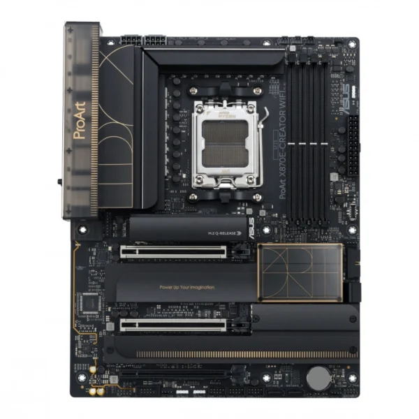Tarjeta Madre ASUS PROART X870E-CREATOR WIFI / ATX / AM5 / 192GB X4 DDR5 8000Mhz / X4 SATA / X2 M.2 PCIe 5.0 x4, X2 M.2 PCIe 4.0 x4 / X1 HDMI, X1 DisplayPort, X7 USB-A 2.0, X3 USB-C, X2 RJ45, X3 3.5MM / Bios Flashback / Wi-Fi 7 / Negro - Image 2