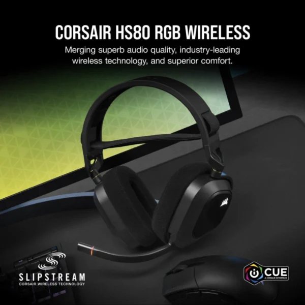 Diadema CORSAIR HS80 RGB / Inalámbrico / 20Hz-40kHz / PC, MAC, Playstation / Receptor Inalámbrico USB / Hasta 20 Horas / Carbón - Image 5