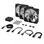 Kit 3 Ventiladores CORSAIR iCUE LINK RX120 RGB / 3 Ventiladores PWM 120mm / 2100 RPM / 10.4-73.5 CFM / 10-36 dbA / Negro - Image 3