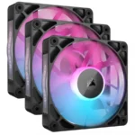 Kit 3 Ventiladores CORSAIR iCUE LINK RX120 RGB / 3 Ventiladores PWM 120mm / 2100 RPM / 10.4-73.5 CFM / 10-36 dbA / Negro