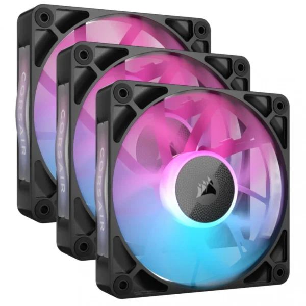 Kit 3 Ventiladores CORSAIR iCUE LINK RX120 RGB / 3 Ventiladores PWM 120mm / 2100 RPM / 10.4-73.5 CFM / 10-36 dbA / Negro - Image 1