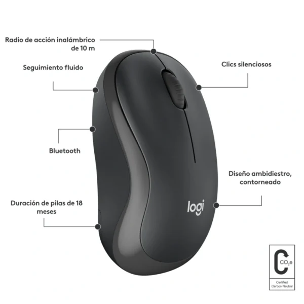 Mouse LOGITECH Óptico M240 Silent / Inalámbrico / Bluetooth / 4000DPI / USB / 3 Botones / Color Negro - Image 3