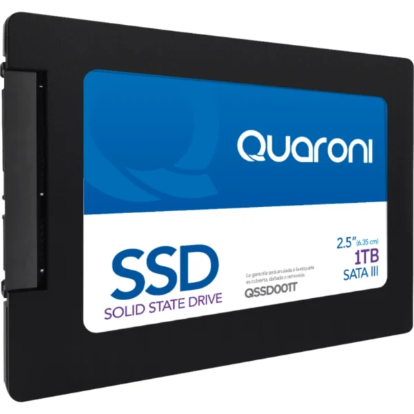 Unidad De Estado Sólido SSD QUARONI QSSD001T - Interfaz SATA III / 6GB/S, 1TB, Lectura 500MB/s, Escritura 470 MB/s, Factor de Forma 2.5'', Negro-Azul - Image 1