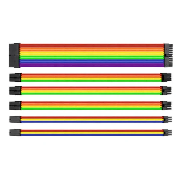 Cable De Corriente Para Fuente De Poder THERMALTAKE TMOD AC-049-CNONAN-A1 / 30 CM / ATX 24-Pin, X2 PCI-E 8-Pin, X2 EPS 4-Pin, PCI-E 6-Pin / Macho / Arco-Iris - Image 1