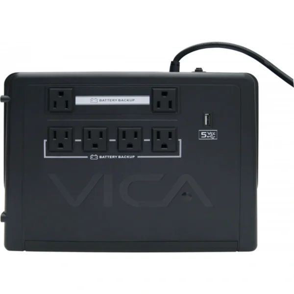 No Break VICA REV 700, 700VA-400W, Cuenta con 6 Tomas Tipo NEMA 5-15R*, Protección Breaker térmico, Indicador Visual Pantalla LCD, Negro - Image 2