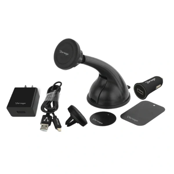 Kit De Movilidad VORAGO MK-300 / Cargador Para Auto / Cargador De AC / Cable Hibrido 2 En 1 / Trenzado / 1 M Largo / Soporte Magnético Para Celular / X2 Placa Metálica Para Celular / Negro - Image 5