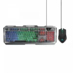 Kit De Teclado Y Mouse Gamer YEYIAN PHOENIX SERIE 3000 / Membrana / Alámbrico / USB / Cable 1.8m / 3200DPI Ajustables / 6 Botones / LED / Ingles / Negro-Plata