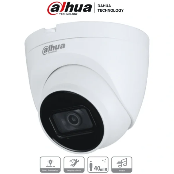 Cámara De Vigilancia DAHUA De Globo Ocular / 2Mp / Full Color / Micrófono Integrado / Lente De 2.8mm, 3.6mm / Ir De Luz 40Mts / CVI / CVBS / AHD / TVI / Para Exterior IP67 / Blanco - Image 1