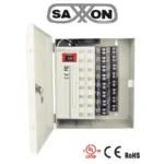 Fuente De Poder Profesional SAXXON PSU1220-D16H / Cámaras CCTV Hasta 4K / 11V a 15V / 20 AMP / Para 16 Cámaras / 1.25 Amperes Por Canal / Protección Contra Sobrecargas / Metal