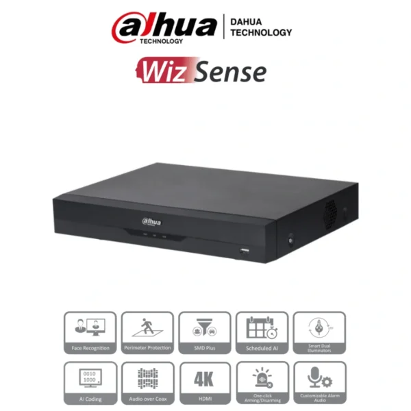 DVR DAHUA XVR5116H-4KL-I3 / 16 Canales, 16 Canales IP / 8 MP / H.265+ / Hasta 4K / 1 Bahía HDD Hasta 16TB / Soporta Reconocimiento Facial y Detección De Personas / HDMI, VGA, X1 RJ45, X2 USB / Negro - Image 1