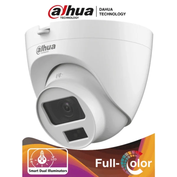 Cámara De Vigilancia IP DAHUA Domo, 5MP, Micrófono Integrado, Con Lente De 3.6 mm, Ir De Luz 20Mts, Iluminación Dual, Soporta CVI - CVBS - AHD - TVI, Para Uso Exterior IP67, Blanco - Full Color - Image 1