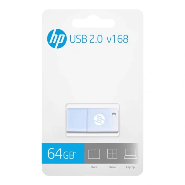 Memoria USB HP V168 / 64GB / USB 2.0 / Con Tapa / Azul - Image 1
