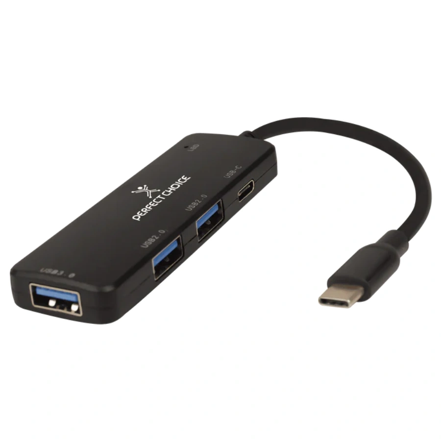 Hub Tipo C PERFECT CHOICE / X1 USB-A 3.0, X2 USB-A 2.0, X1 USB-C / 15 Cm / Negro - Image 2