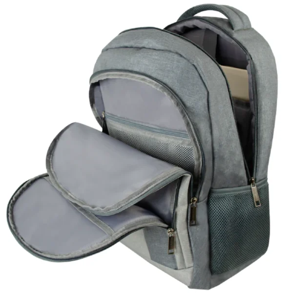 Mochila PERFECT CHOICE Sharp / 15-17" / Para Laptop, Viajes, Escuela / Poliéster / Múltiples Compartimientos, Material Resistente / Color Gris - Image 5