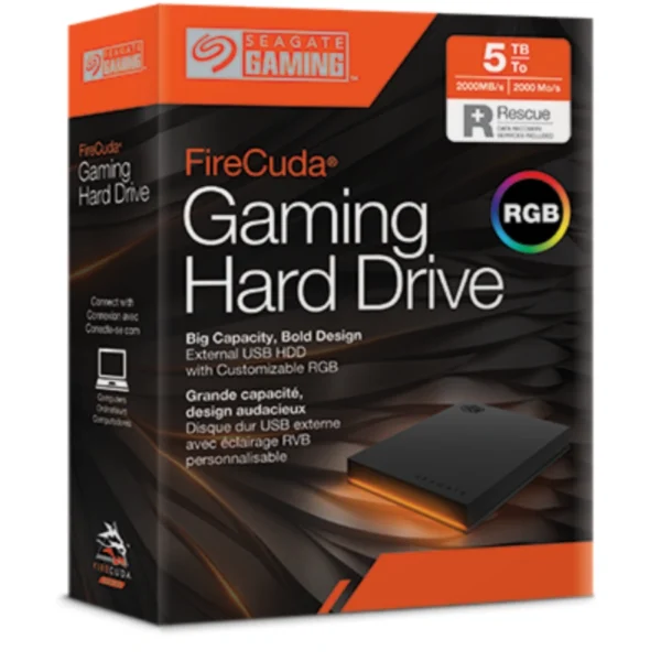 Disco Duro Externo SEAGATE Firecuda Gaming Hard Drive / RGB / 5TB / 2.5” / USB 3.2 / Color Negro - Image 4