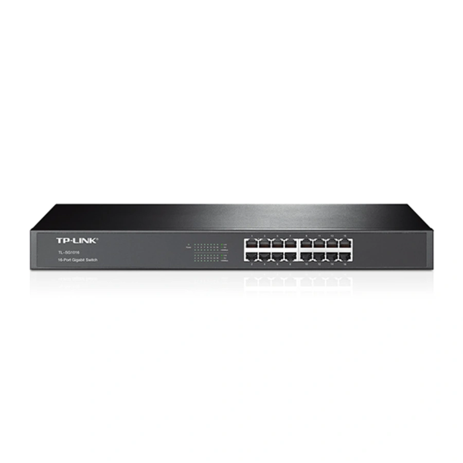TL-SG1016 Switch TP-LINK TL-SG1016 / 16 Puertos Fast Ethernet 10/100/1000 Mbps / Tasa De Reenvío De Paquetes 23.8 Mbps / Color Gris - Imagen 1