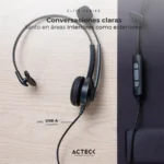 Diadema ACTECK CENTRIC PRO HP620 / Micrófono / Alámbrico / Llamadas / USB-A / Cable 2 M / Over-Ear / Negro - Image 3