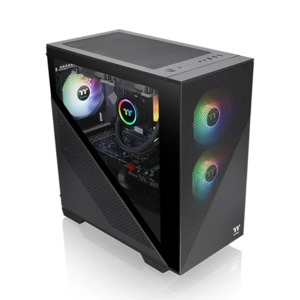 Gabinete THERMALTAKE DIVIDER 170 TG ARGB / Micro-ATX / Cristal Templado / 2 Ventiladores ARGB Incluidos / X2 USB 3.0, USB 2.0, 3.5mm / Negro - Image 1