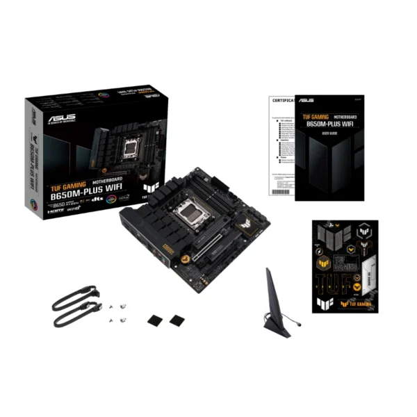 Tarjeta Madre ASUS TUF GAMING B650M-PLUS WIFI / Wi-Fi 6 / Aura-Sync / Micro-ATX / AM5 / 192GB X4 DDR5 7600Mhz AMD EXPO / X4 SATA / X2 M.2 PCIe 4.0 / USB-3.2, USB-C 3.2 Gen X3 / X1 HDMI, X1 DisplayPort / Negro - Image 10
