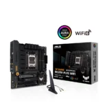 Tarjeta Madre ASUS TUF GAMING B650M-PLUS WIFI / Wi-Fi 6 / Aura-Sync / Micro-ATX / AM5 / 192GB X4 DDR5 7600Mhz AMD EXPO / X4 SATA / X2 M.2 PCIe 4.0 / USB-3.2, USB-C 3.2 Gen X3 / X1 HDMI, X1 DisplayPort / Negro